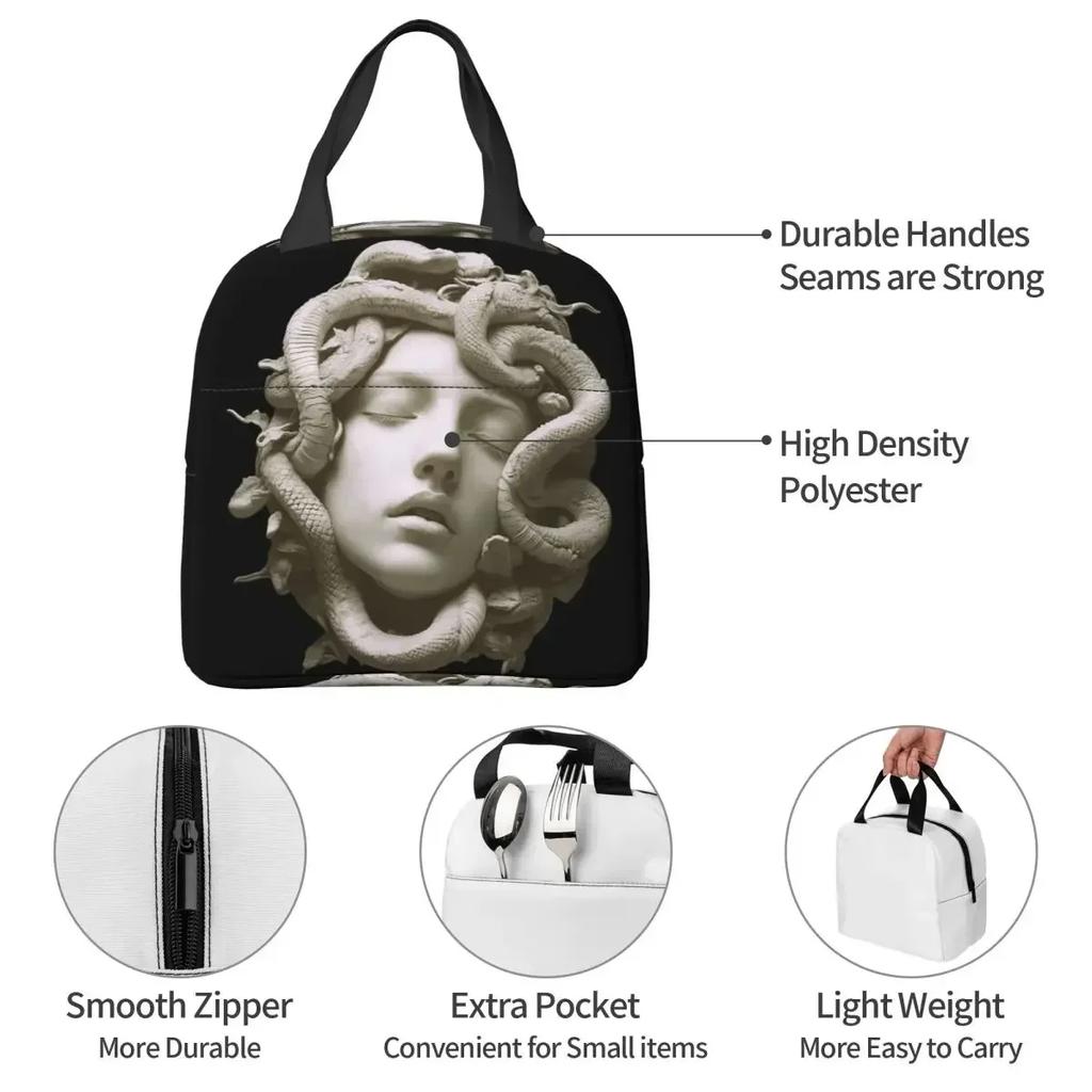 Medusa Gorgon Head Insulated Lunch Bag for Women Office Cooler Thermal Food Box Tote Portable Lunch Boxes Container