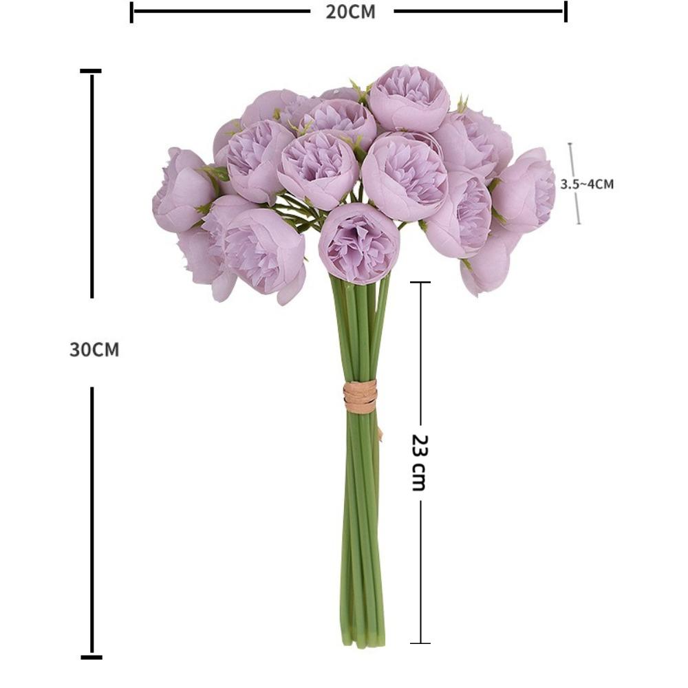 New 27 Heads Emulational Peony Silk Long Stem Artificial Peony Bouquet Tea Rose 30cm Bride Flower Wedding Decoration