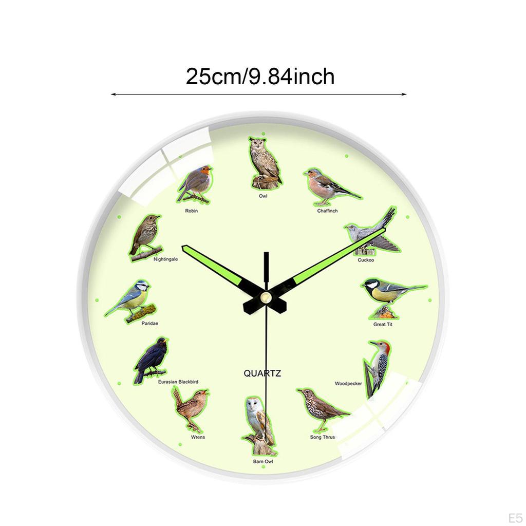 Bird Theme Wall Clock, Glow In The Dark Accessories, Decor for Bathroom, Farmhouse, Office,