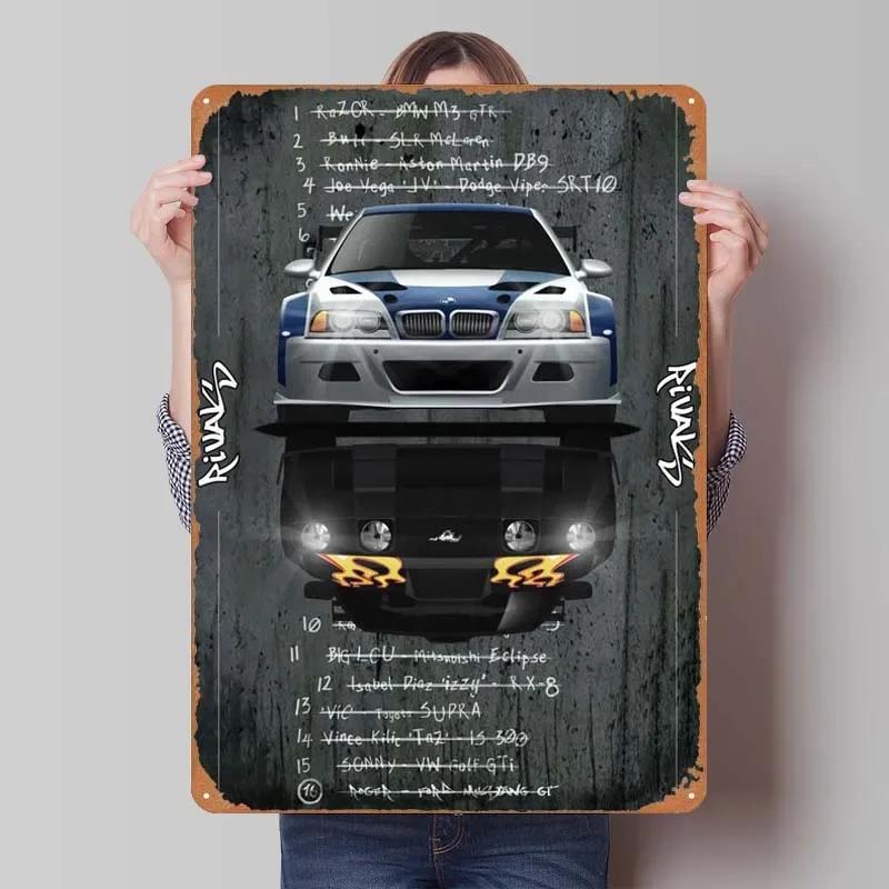 BMW Schild Oldtimer Poster Retro Metall Blechschild Plakette für Garagen Wandkunst Dekoration Kaffee Bar Vintage Heimdeko Artikel Zimmer