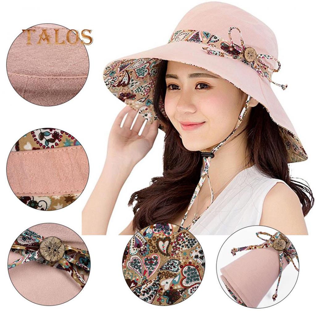Women Summer Beach Travel Bowknot Wide Brim Sun Hat Reversible Foldable Girls Hats