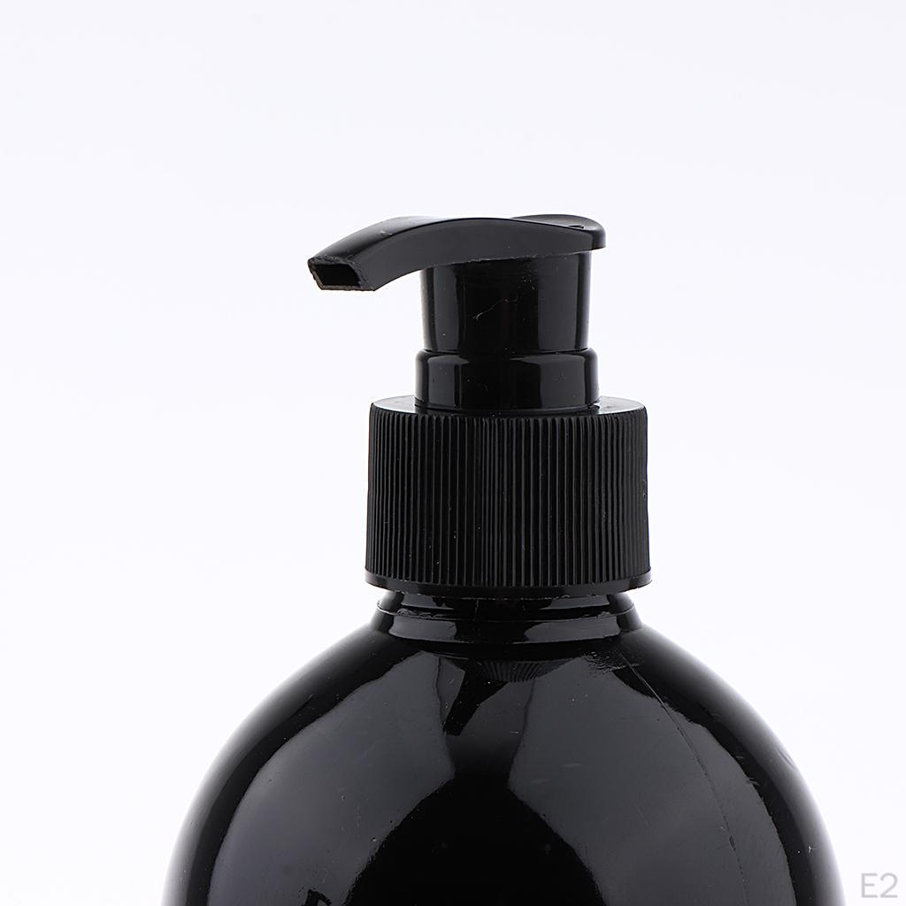 16-Ounce Plastic Bottles w/ Pump, 2Pcs Black Dispenser, Refillable Containers for Essential