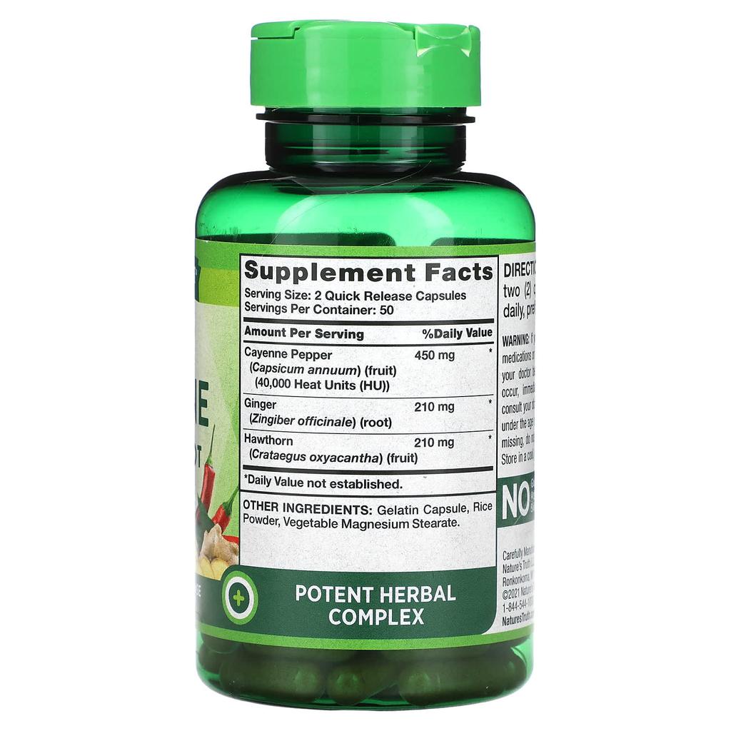 Nature'S Truth, Vitamins, Ultra Max Cayenne Plus Ginger Root, Rapid Release Capsules 100