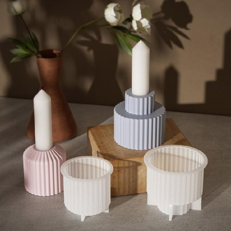Hochwertige Silikon-Kerzenständerformen mit Streifen zum Basteln von Kerzenhaltern, ideal für Familienbastelaktivitäten