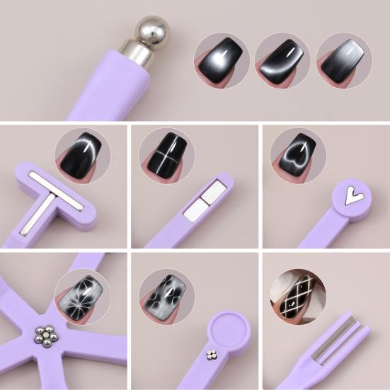 2Pcs 8-in-1 Cat Eyes Nail Magnet Multi-function Cat Eyes Gel Polish Nail Art Magnet