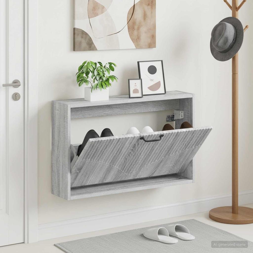 Wall Mounted Shoe Cabinet HOORN 71 x 17 x 43 cm Engineered Wood