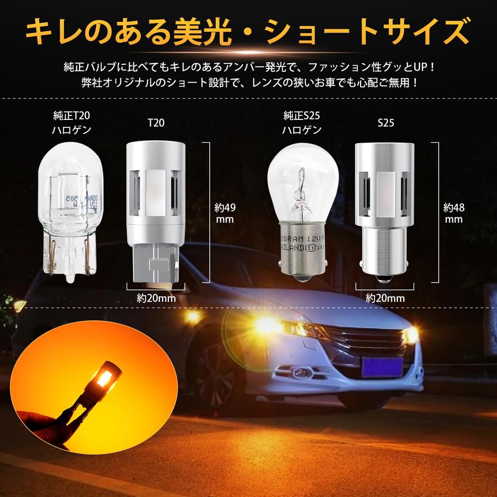 GIMUYA T20 Stealth LED Turn Signal Bulbs with Single Vehicle Inspection Short Cooling Noise 4 CPS1860 Low Replacement for OEM Pack of 4 Built-in