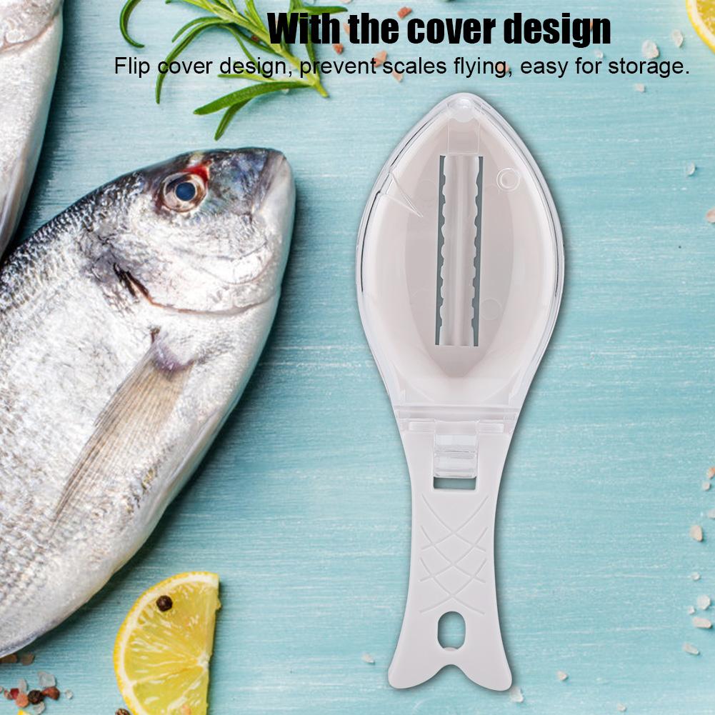 Fast Remove Fish Skin Scraping Brush Plastic Scraper Kitchen Cleaning Fishes Knife(White)