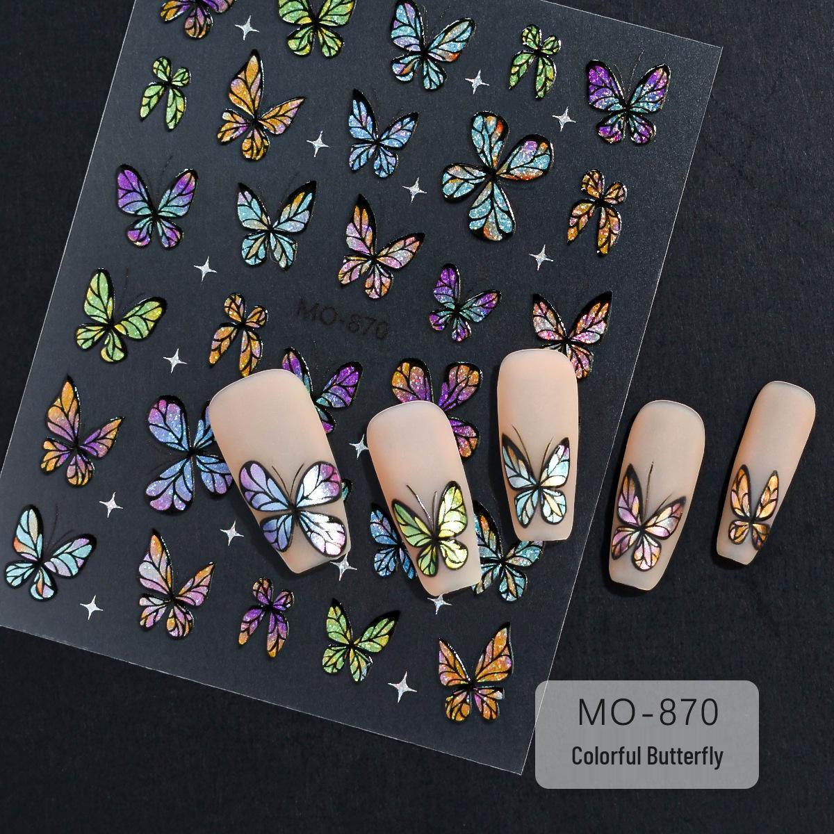 Aurora Iridescent Butterfly Nail Stickers - Sparkly Embossed Elegance for Luxurious DIY Nail Art.