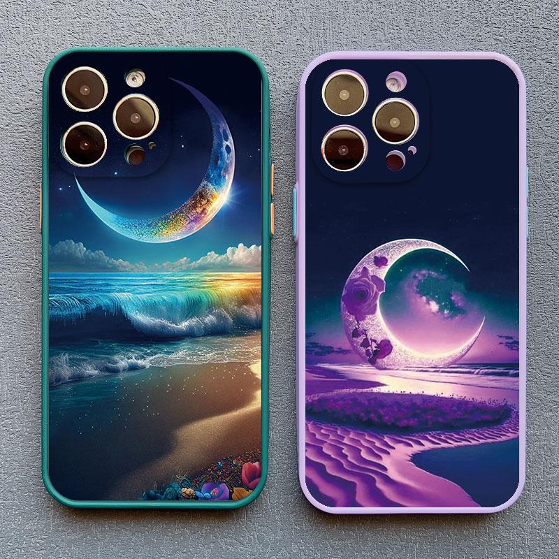 The Starry Night Art Aesthetic Beach Night View Phone Case For iPhone 17 16 15 11 Pro Max Plus XS X XR 13 12 Pro Max Mini Cover