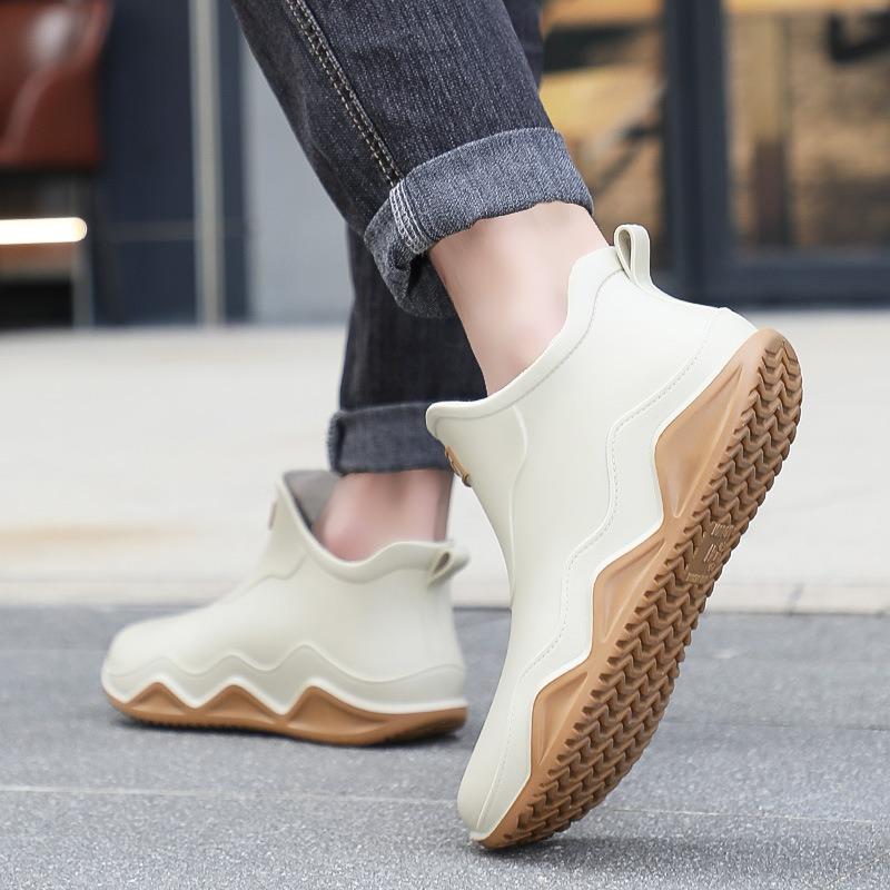 Rain Shoes Men and Women Wear Fashion Color Matching Waterproof Shoes Couple Camping Adventure Wading Shoes Trend Parent-child Rubber Shoes