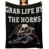 Grab Life By The Horns - Steer Wrestler Throw Blanket Soft Plaid Decorative Beds Luxury Throw Tourist Blankets
