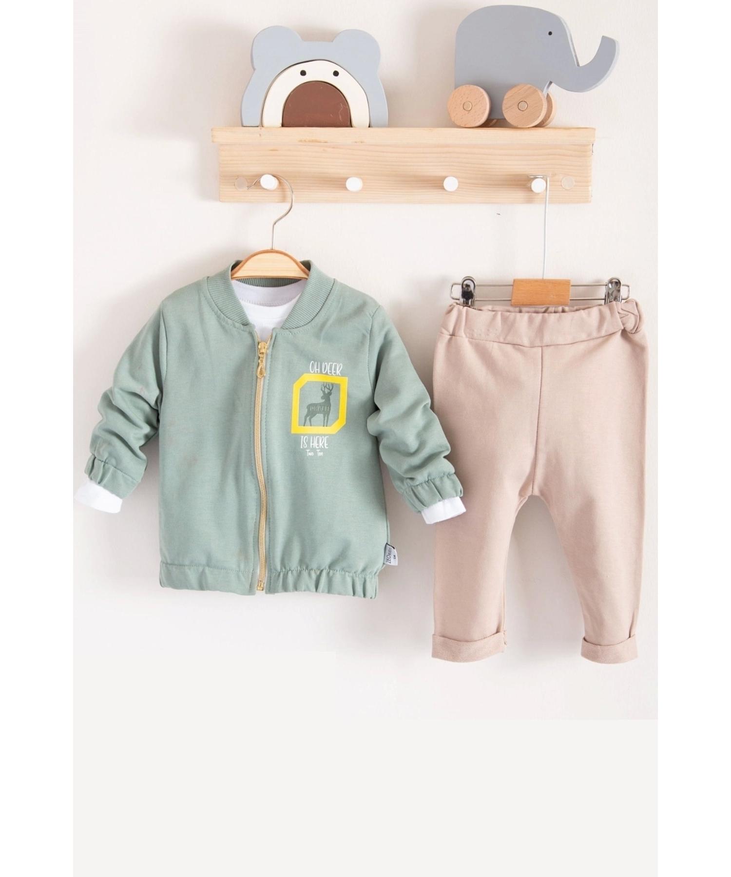 

Кардиган с узором оленя, комплект из трех предметов для мальчика