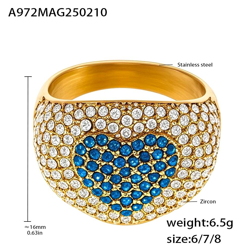 Shiny Zircon Rings In Stainless Steel With Color Cubic Zirconia For Women 18k Gold Plated Women's Ring Luxury Woman Jewelry