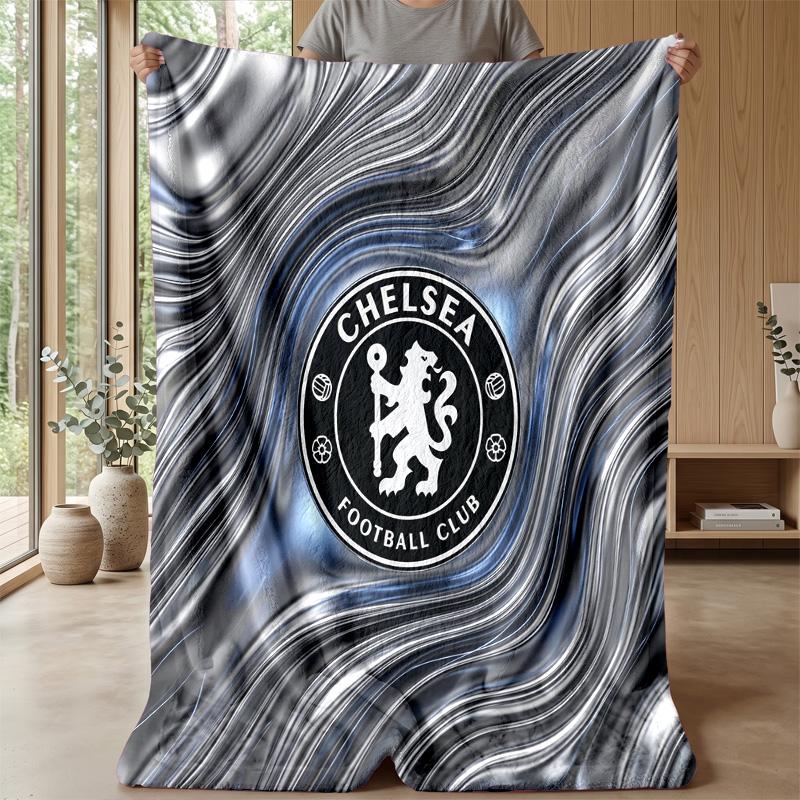 Chelsea FC Theme Blanket Soft Flannel Blanket Plush Throw Blanket Cozy Sofa Bed Blanket for Home Decor