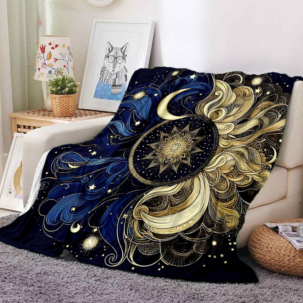 1pc Cosmic Harmony Lightweight Flannel Blanket, Comfortable and Warm Blanket, for Office and Camping Sofa Bed, Livingroom151