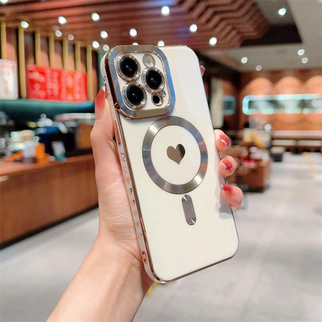 

Чехол для телефона с беспроводной зарядкой Love Heart для Iphone 14 13 12 11 Pro Max 14 Plus 14pro, противоударное покрытие, магнитная мягкая задняя крышка For iPhone 14 Plus