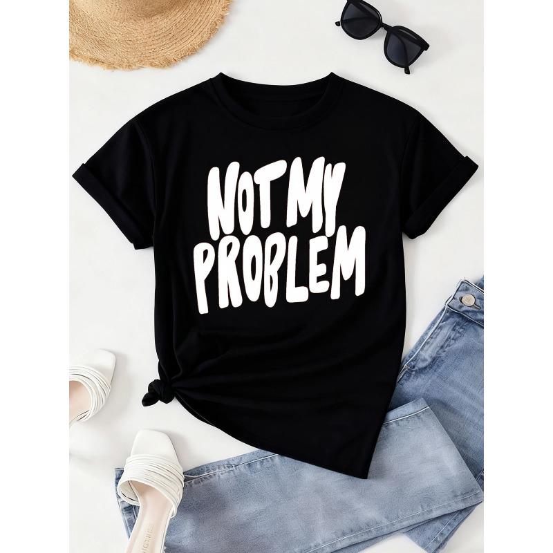 

Women s Not My Problem Funny Humor Graphic Tee 180G 100% Cotton Black Regular Fit Comfort Colors Casual All Season Soft Top S чёрный