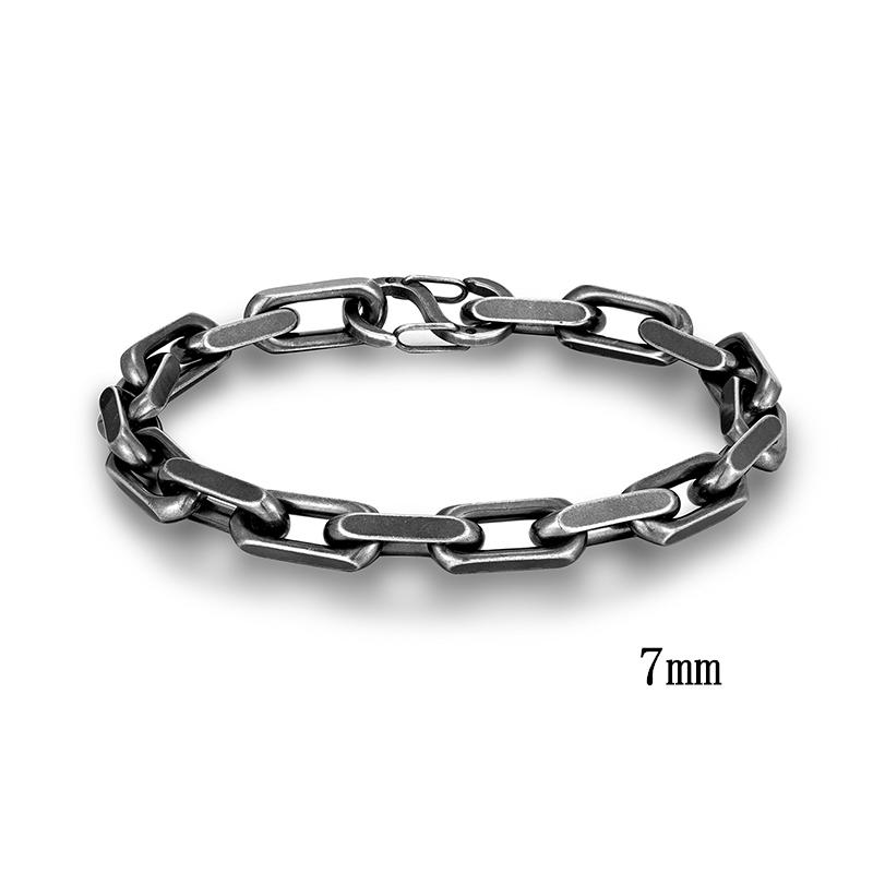 Fashion Rectangle Chain Link Men Bracelet Punk Stainless Steel Motorcycle Bracelets Male Jewelry with Double S Clasp