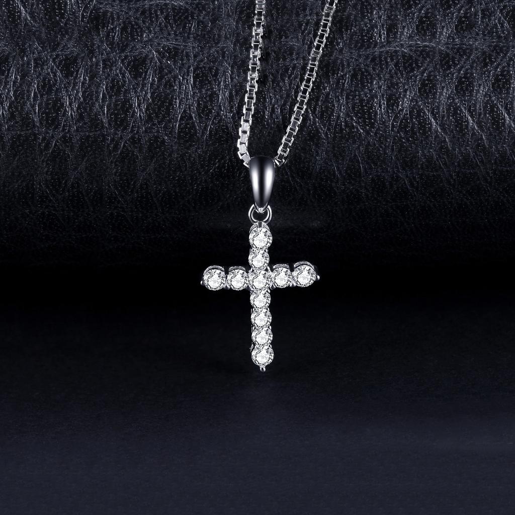 JewelryPalace Cross Sideway 925 Silver Cubic Zirconia Pendant Necklace for Women Yellow Gold Rose Gold Plated No Chain