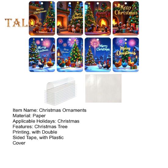 8 Stück Weihnachtskarten-Anhänger, Weihnachts-Geldbörsen-Karten, doppelseitiges Klebeband, Weihnachtsbaum-Druck, Geldhalter-Ornament, Geldklammer-Ornament