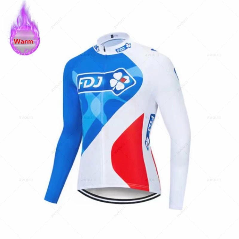 Fdj Team 2026 Winter Cycling Clothing Men's Thermal Fleece Bicycle Clothing Set Outdoor MTB Bike Bib Pants Ropa Maillot Ciclismo