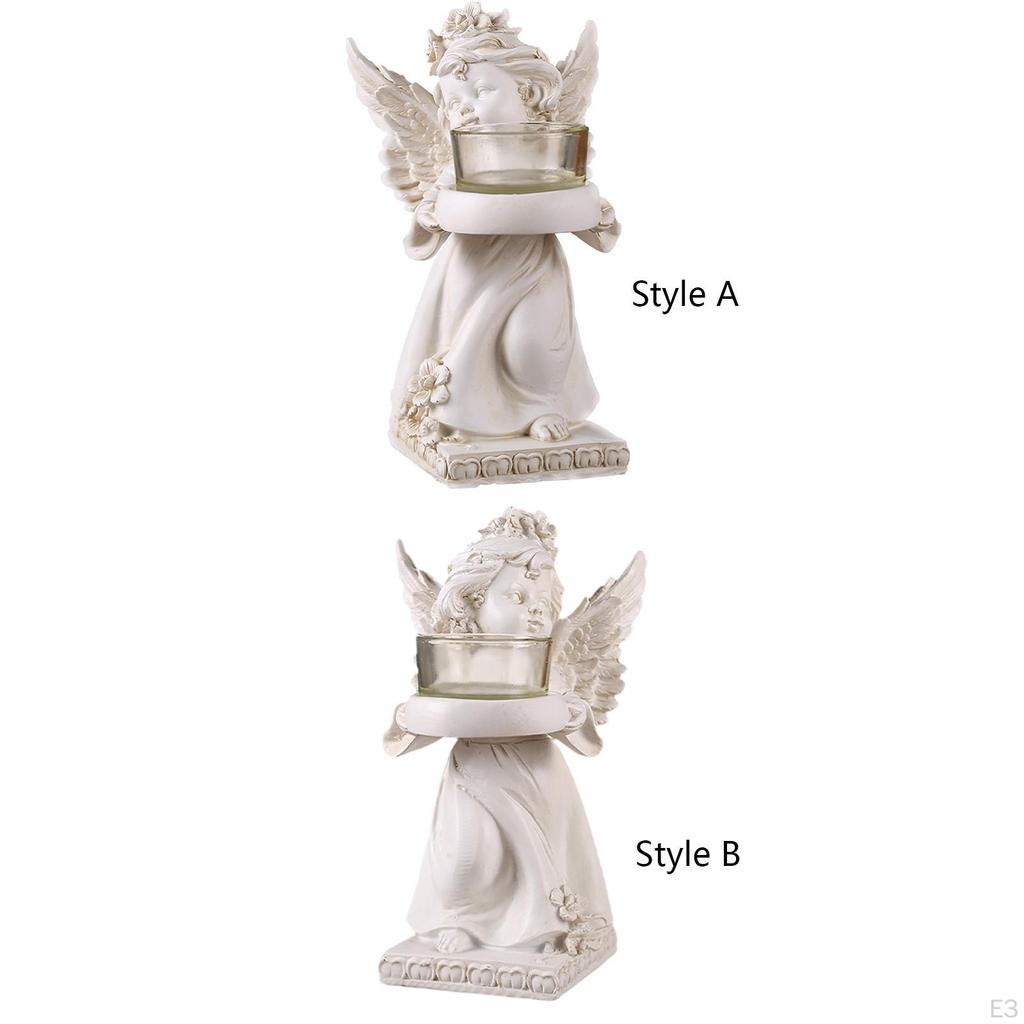 Andělská figurka na svíčku Stojan na čajovou svíčku Resin Vintage Stolní Ornament Svícen
