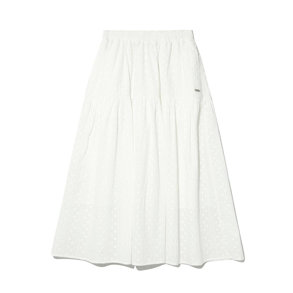 Intercrew Women'S Embroidered Eyelet Tiered Skirt White Ita2Sl52Awh