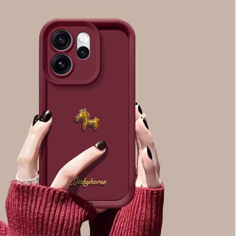 Custodia Carina 3D Cavallo Dorato Con Cordino Per Telefono Per OPPO Reno 15 14 13 12 11 10 8 Pro 7 6 5 4 Lite 3 14F 13F 12F 11F 2F 8Z 8T Cover