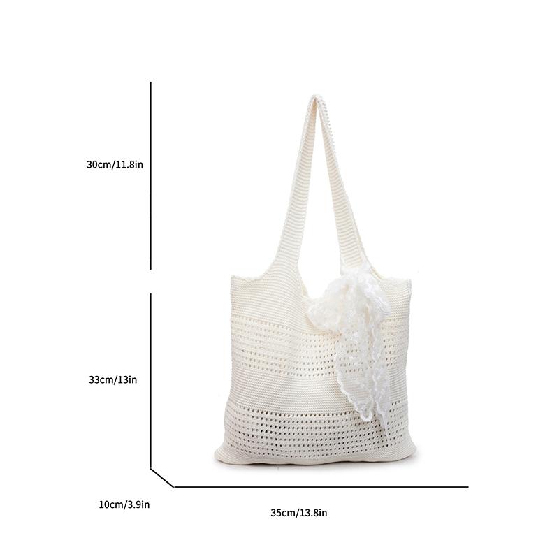Yogodlns Summer Beach Tote Bag Women New Fashion Hollow Out Weave Shoulder Bags Female Lace Decorate Handbags