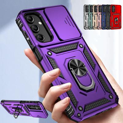 Husa cu lentile glisante, rezistenta la soc, cu inel pentru armura pentru Samsung Galaxy A05S A15 A25 A54 A04S A14 A34 A54 5G S20 S21 S22 S23 S24 Ultra Plus FE Husa din spate cu suport