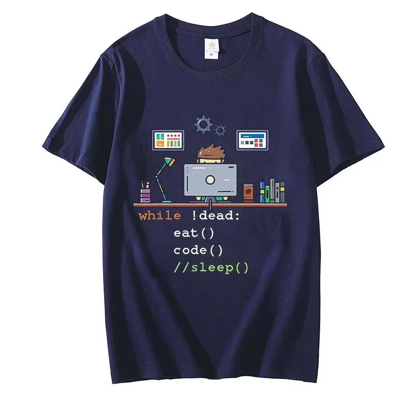 Funny Tees Computer Science Python Programmer Eat Code Sleep T Shirts Graphic Streetwear Short Sleeve Birthday Summer Tshirt