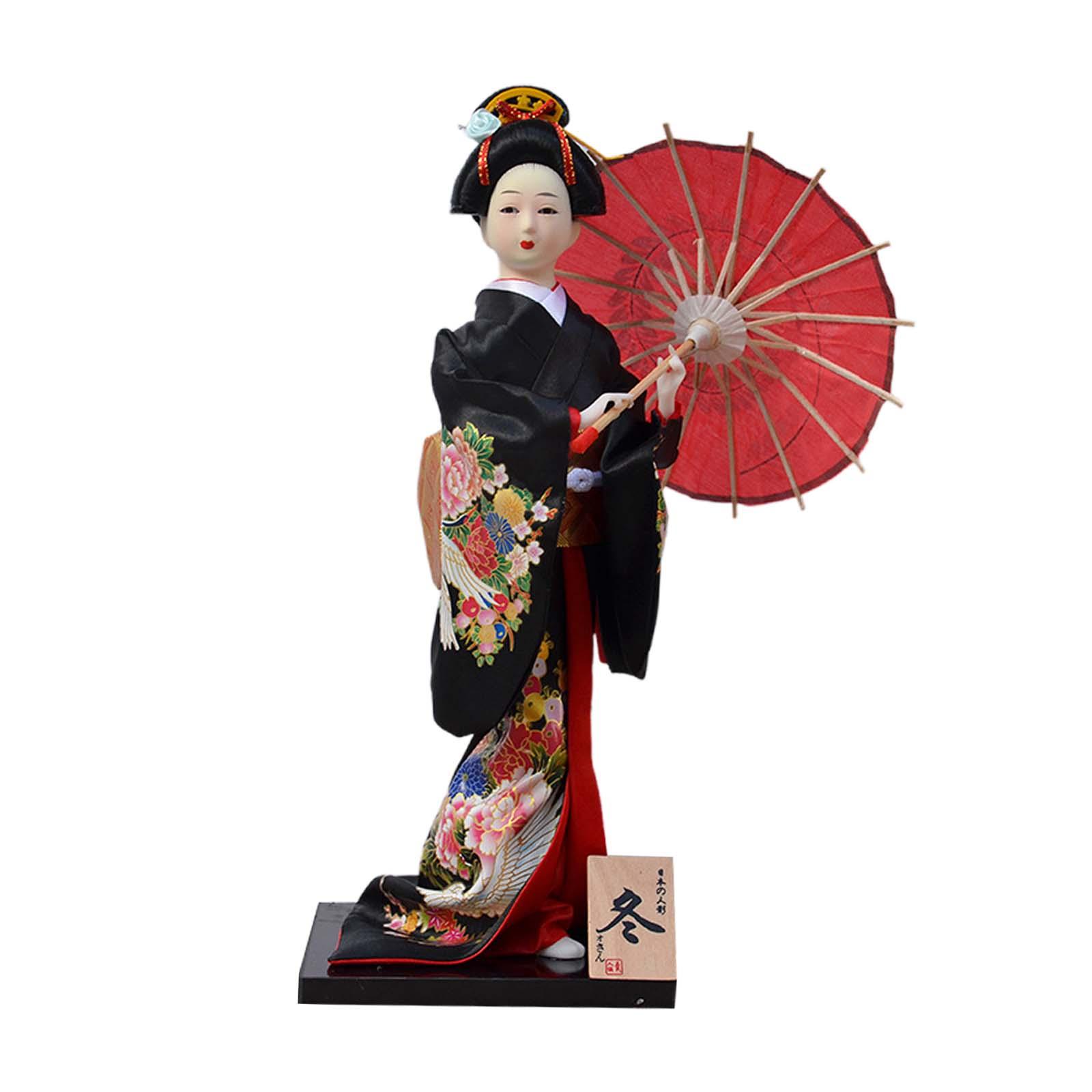 

Japanese Geisha Ornament Miniature Figurines 12 inch Girl Statue Asian Geisha Doll for Shelf Tabletop Home Office Decoration