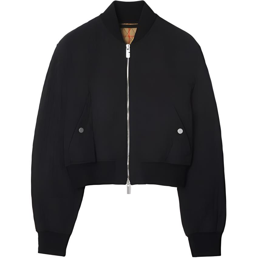 Burberry Quilted Cropped Bomber Jacket `Black`