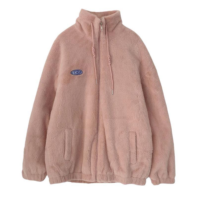 IHUASU Women's Coat Imitation Lamb Wool Coat Padded and Thickened Small Perfume Short Small Cotton Jacket Cotton Clothing