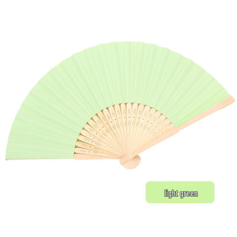 Solid Color Bamboo Folding Fan for DIY Crafts - Children's Kindergarten Material, Customizable with Logo or Text
