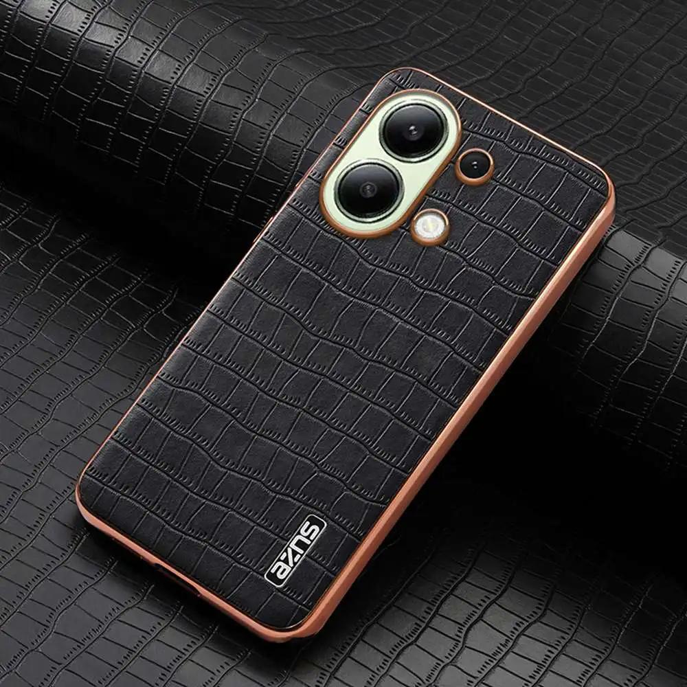 Leather Case Plating Bumper Full Shockproof Cover for Redmi Note 13 Pro 4G 13Pro Poco M6 Pro 4G Case PU Leather+TPU Phone Case
