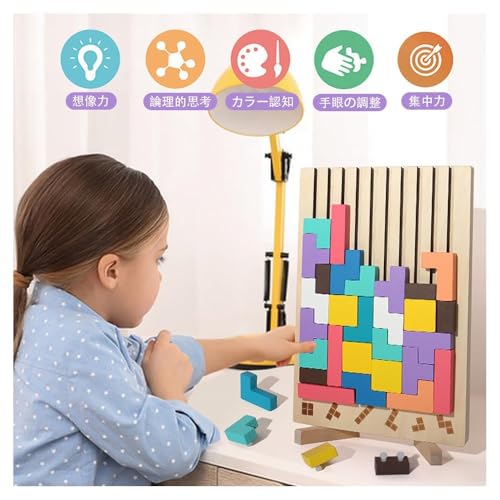 Wooden Tetris Puzzle Toy Game, 3D Wooden Montessori Puzzle Toy, Math Building Blocks, for Adults and Children, Party, Tabletop Gift (Acrylic)