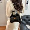 Solid Color Pocket Boston Tote Bag Handbag Underarm Bag Temperament PU Bowling Bag  Women