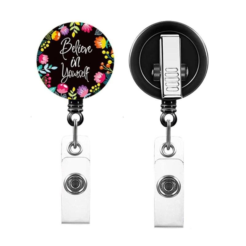 Retractable Badge Holder with Metal Clip Rotating ABS Badge Holder for Student Teacher Doctor Nurse Badge Holder