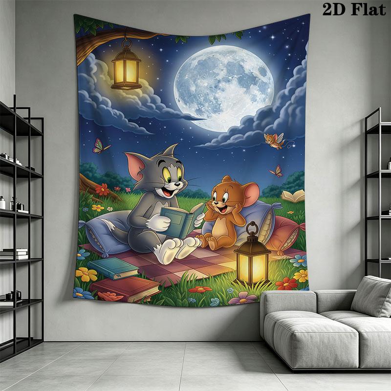 Tom and Jerry B Wall Hanging Printed Fabric Blanket Decorative Tapestries for Bedroom Living Room Home Decor