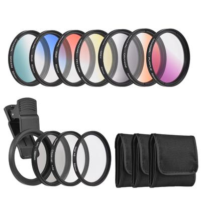 Sada 52mm filtru objektivu telefonu se 7 barevnými odstupňovanými filtry + CPL + hvězdicový filtr + blízký filtr +