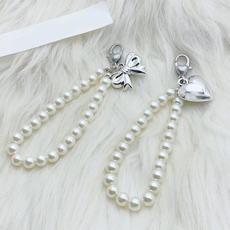 Delicate Hangings Pendant Decoration Fashionable Keychain Pendant Pearls Rings Phone Accessory Chic Purse Hangings