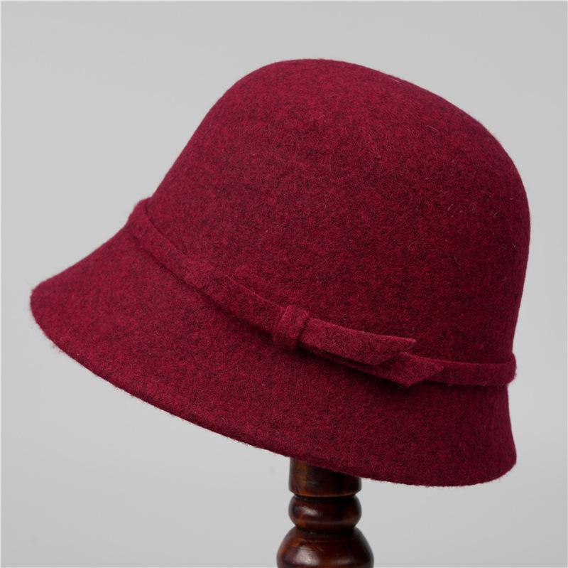 Wool Bucket Hat Women's Retro Autumn and Winter Thermal Basin Hat Thousand Gold Top Hat