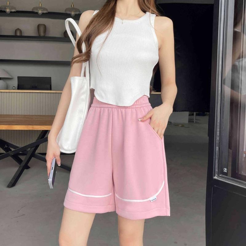 

Летние женские широкие шорты, свободные повседневные брюки XL розовый