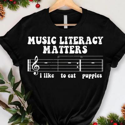 Music Literacy Matters Funny T Shirt Novelty for Musicians Teachers Band Directors Members Vint