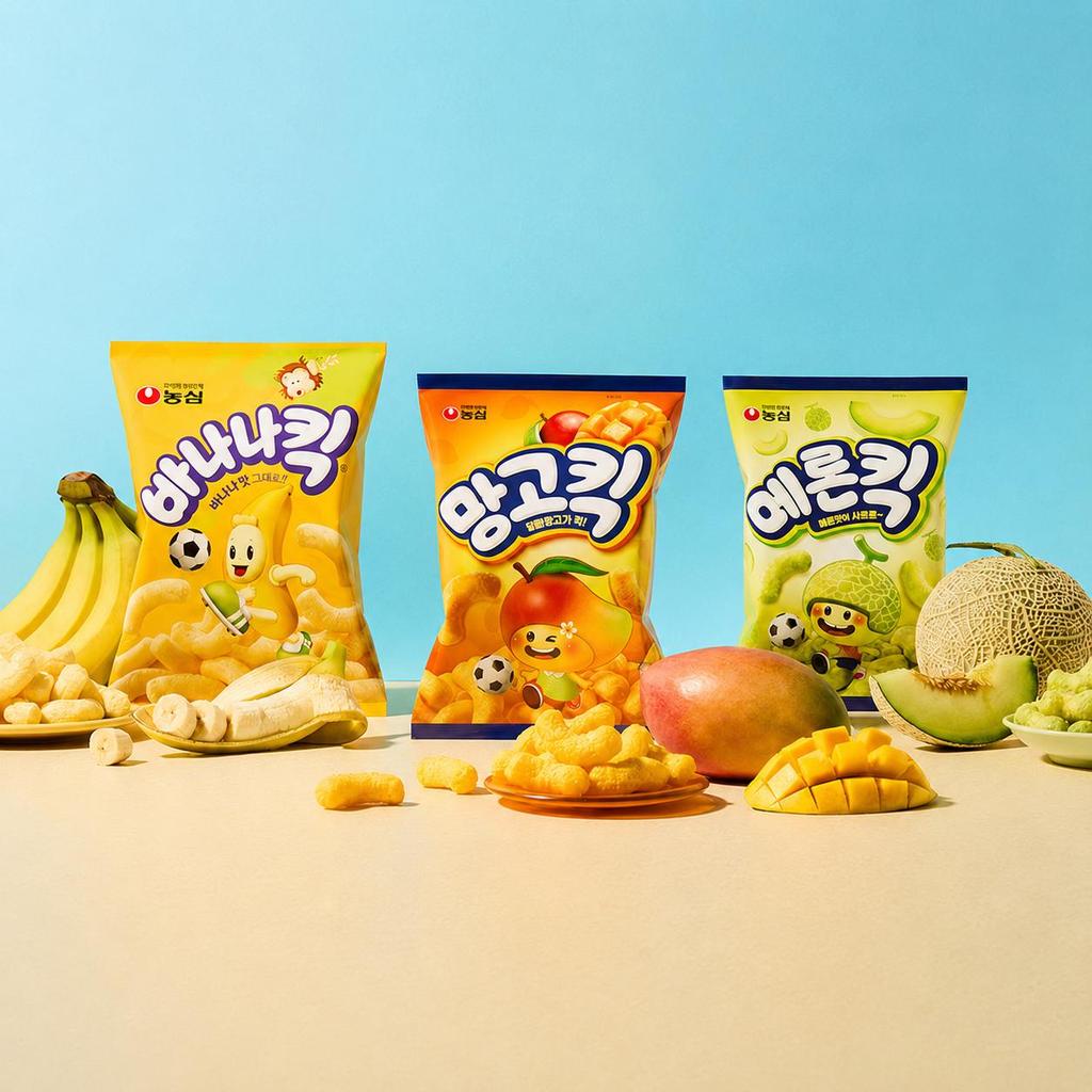 Korejská Pufovaná Svačina – Banana Kick, Melon Kick, Mango (23 Možnosti)