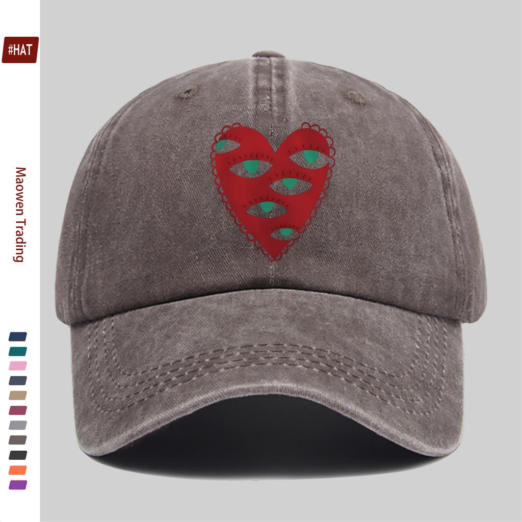 Pc Unique HeartShaped Printed Baseball Cap with Eye Pattern Stylish Sun Hat Comfortable and Lightweight Trucker Sun Hat Adj