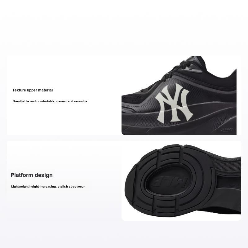 MLB Chunky Runner Ath-Flow Thick Sole Height Increasing Fabric Nylon Low Top Casual Running Shoes Unisex Sneakers Black White 3ARNATF4N-50BKS