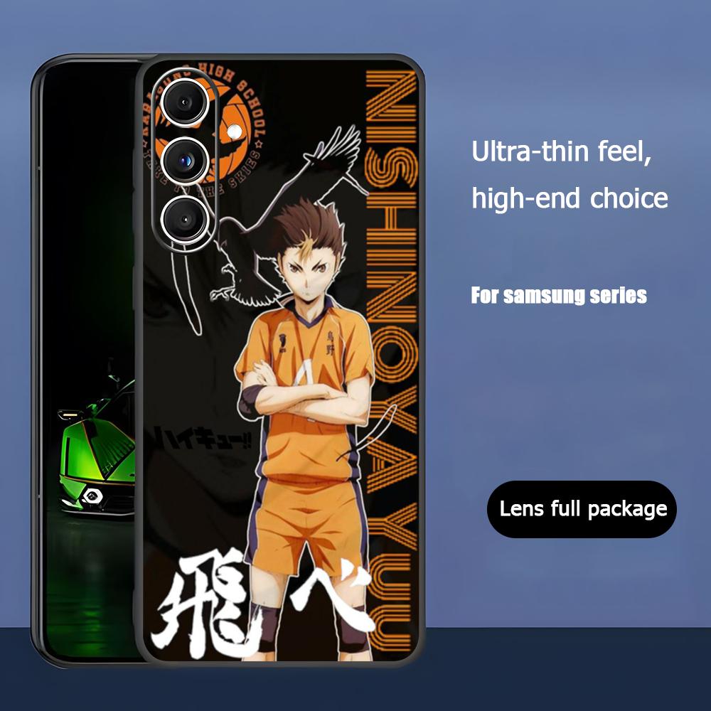 Haikyu Anime Nishinoya Yuu Phone Case For Samsung Galaxy S25 S24 S23 S22 S21 S20 Plus Ultra Note20 Soft Black